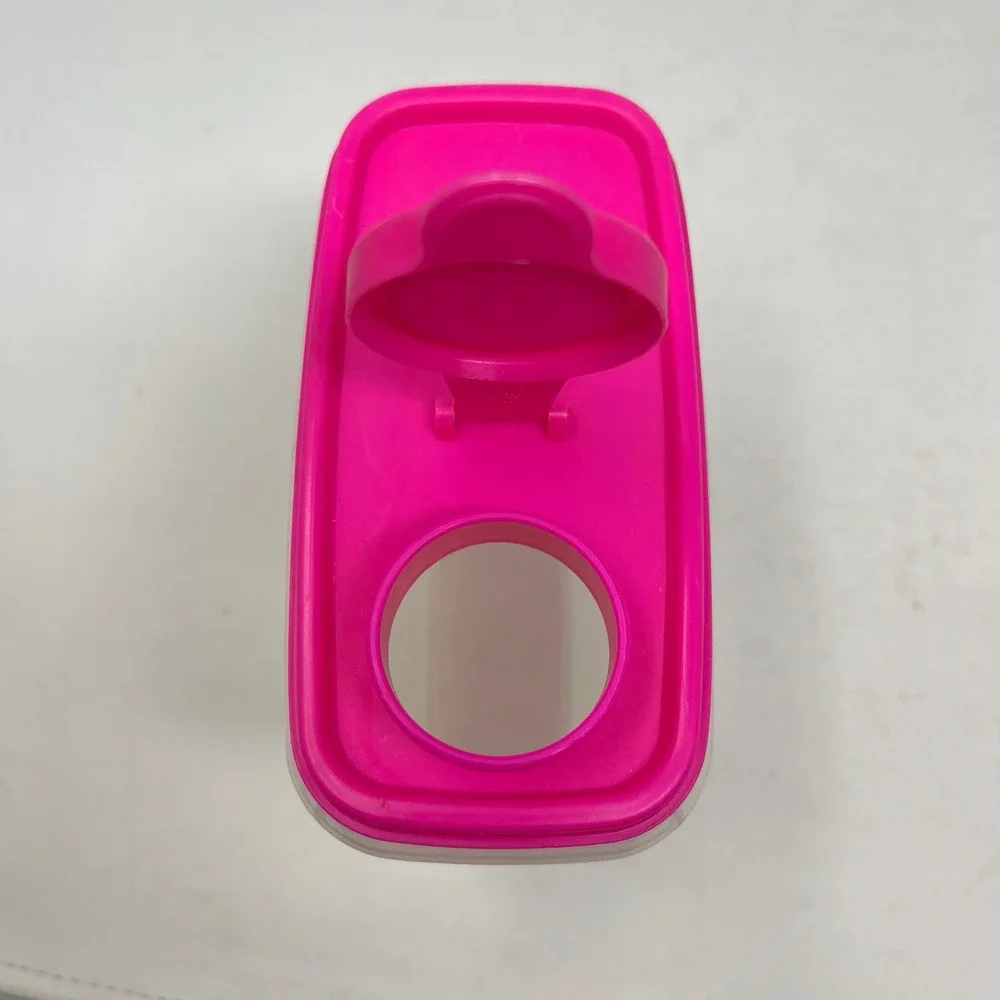 Tupperware Modular Mates Oval 1 Set of 3 Pink Pour All Seals Clear Containers